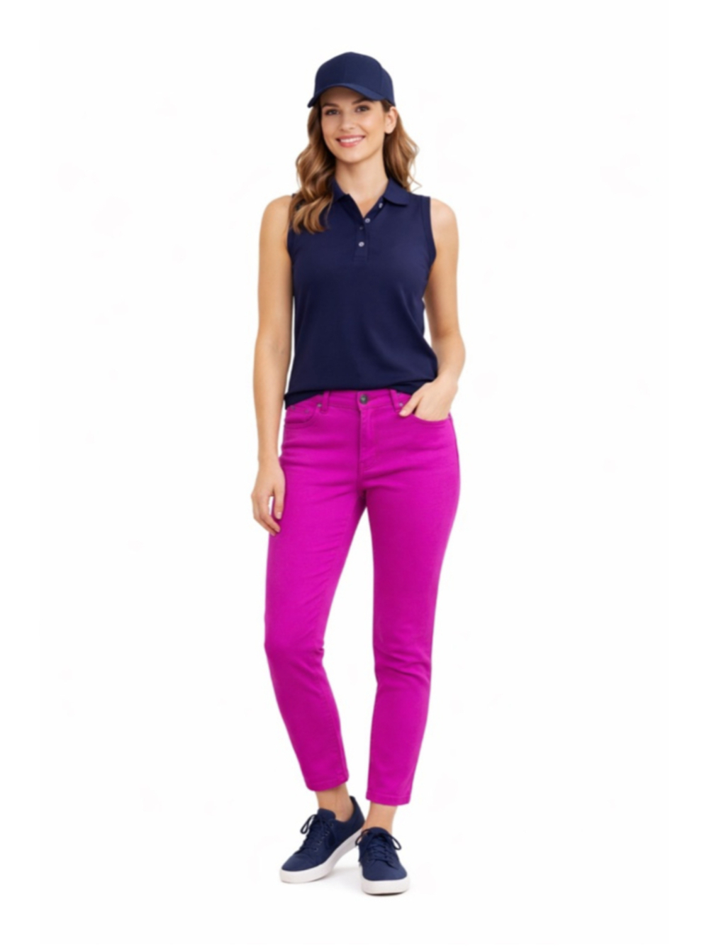 Lauren Ralph Lauren Women Pink Magenta Skinny Pants Size 10 Stretch Denim Ankle
